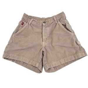 Vintage l.e.i.‎ Corduroy Shorts Womens 3 Tan Carpenter High Rise Hammer Loop USA